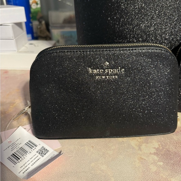 Kate spade black glitter set.  Tote, wallet and tote, Cosmetic pouch. (3 pcs) - Picture 8 of 16